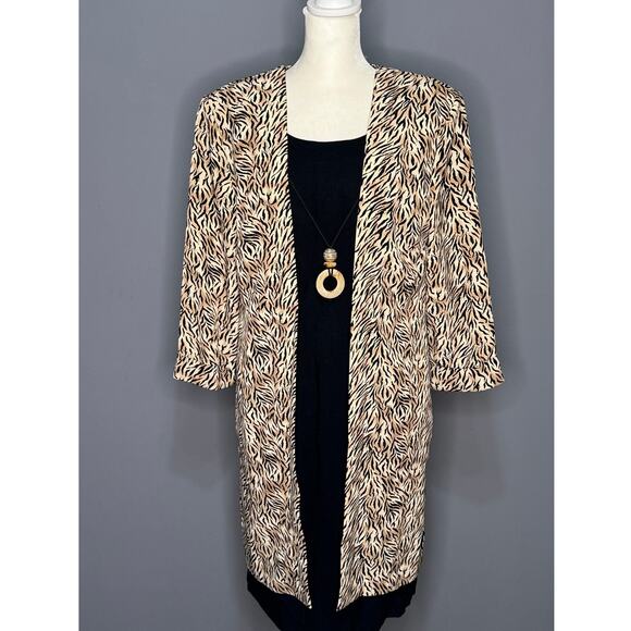 Perceptions by Irene B Animal Print Jacket W/ Attached Black Dress & Jewelry - Picture 1 of 4